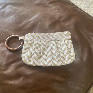 Mud Pie Jute  Chevron Patterned Tan Clutch
